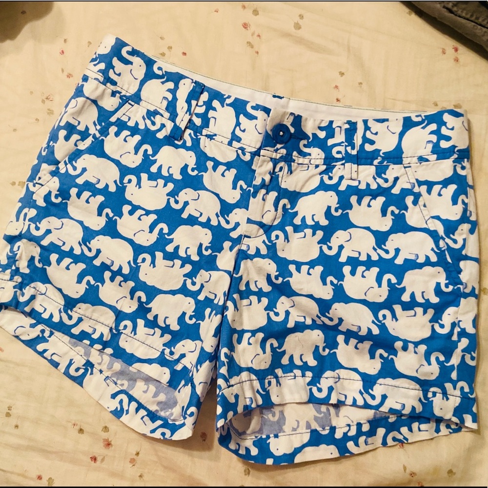 Lilly Pulitzer Blue and White Elephant Print Mini Skirt